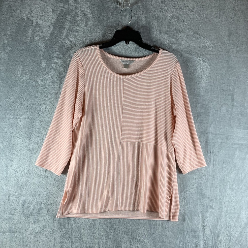 Christopher Banks‎ Women's Tunic Top Pink Striped Petite Large PL Lagenlook